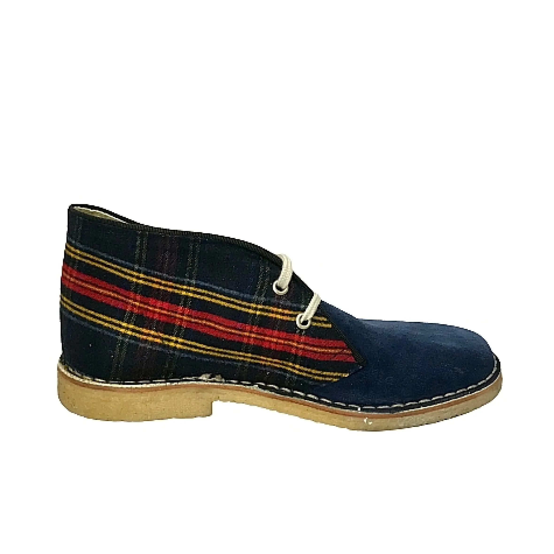 Scarpe di Maremma Polacchina Artigianale Scozia / Camoscio Blu* Tela Colorata