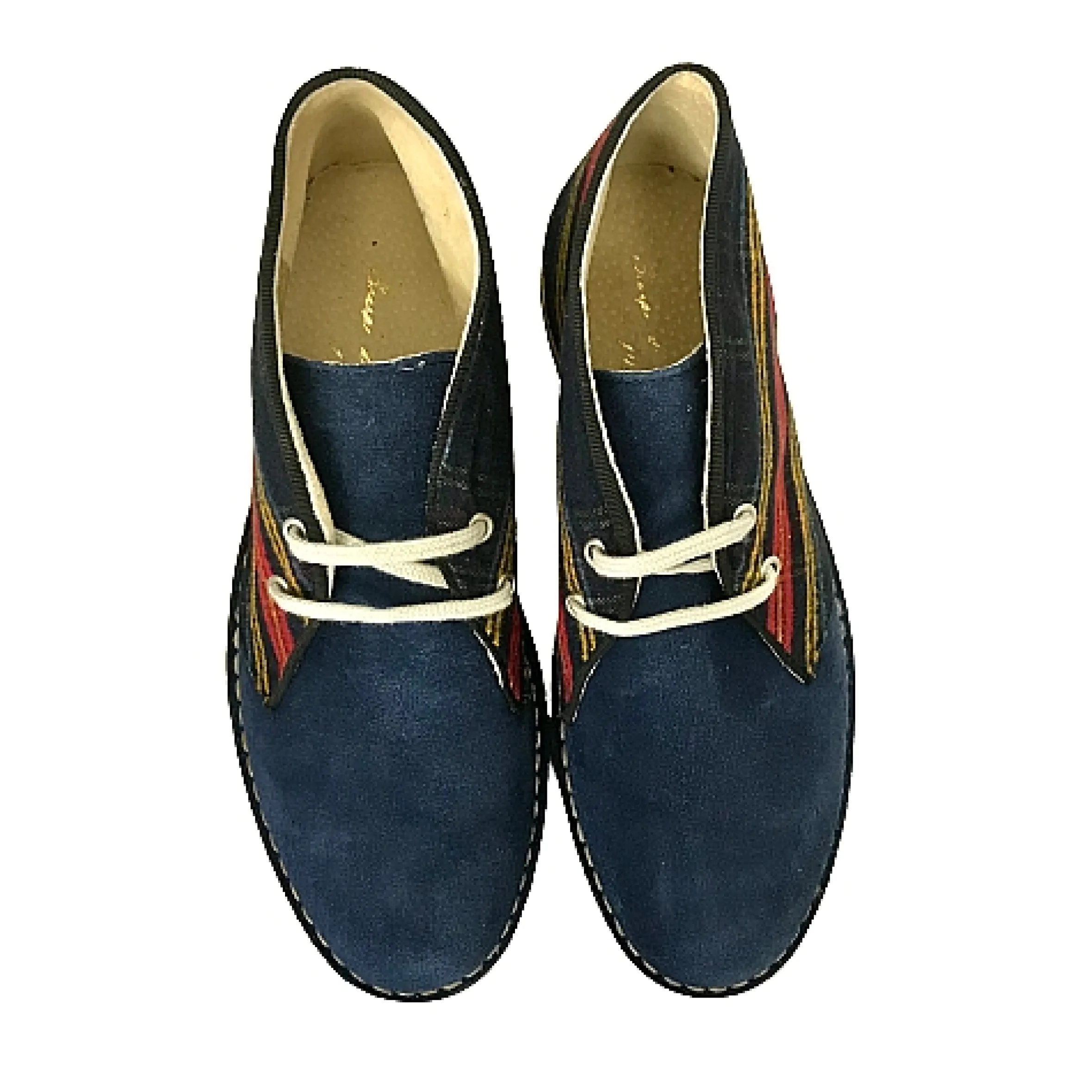 Scarpe di Maremma Polacchina Artigianale Scozia / Camoscio Blu* Tela Colorata