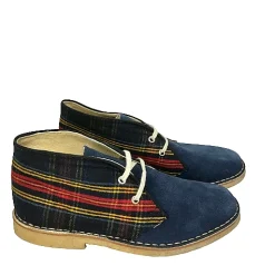 Scarpe di Maremma Polacchina Artigianale Scozia / Camoscio Blu* Tela Colorata