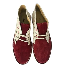 Scarpe di Maremma Polacchina Artigianale Stelle / Camoscio Bordeaux* Tela Colorata