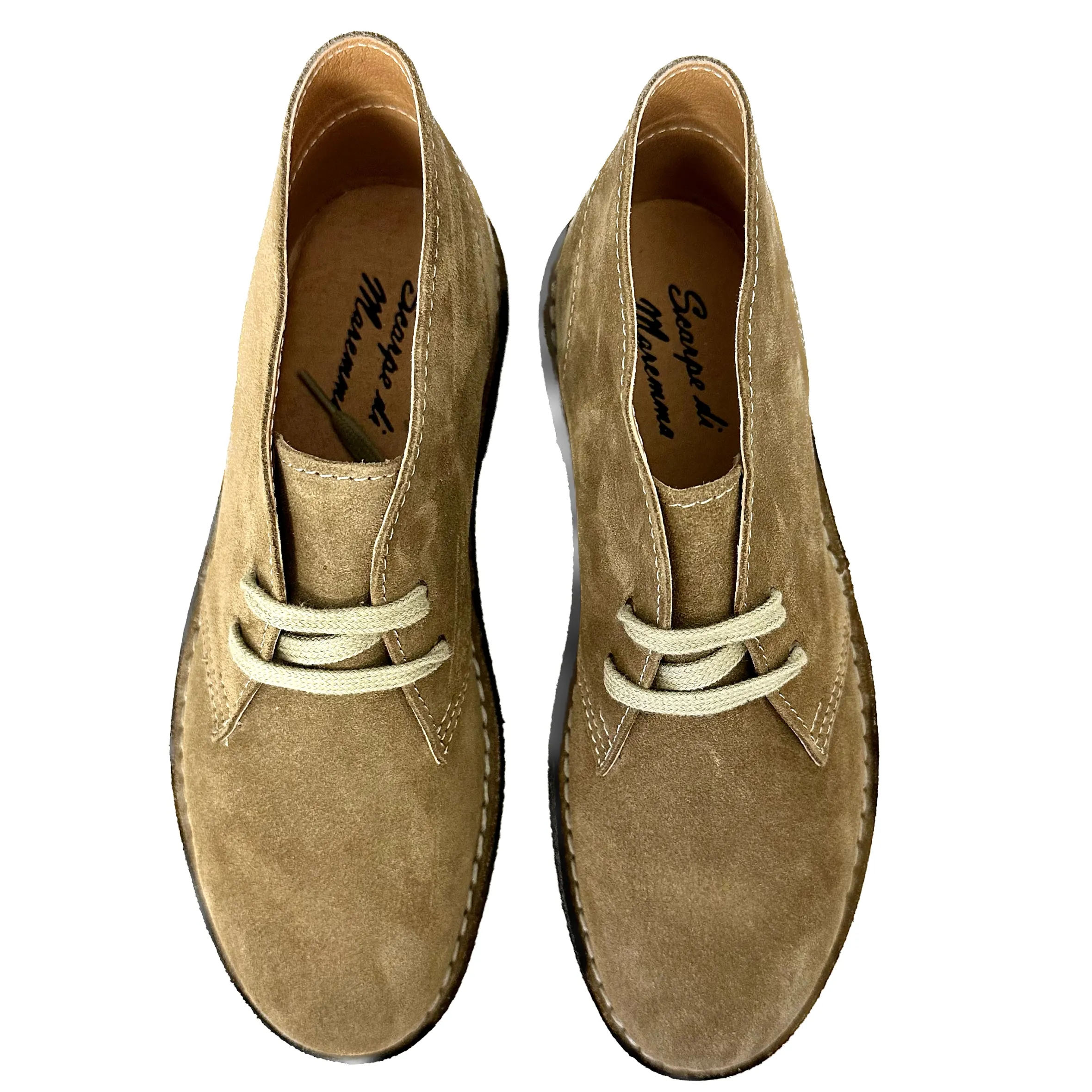 Scarpe di Maremma Polacchina Artigianale Tortora Interno In Pelle* Monocolore Camoscio