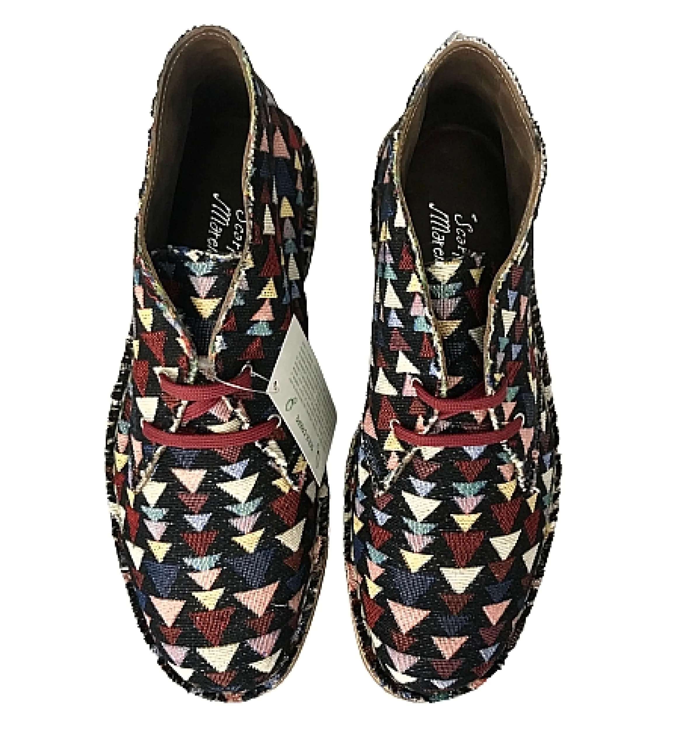 Scarpe di Maremma Polacchina Artigianale Triangoli Scuri* Tela Colorata