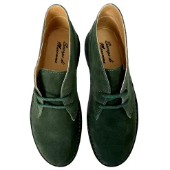 Scarpe di Maremma Polacchina Artigianale Verde Interno In Pelle* Monocolore Camoscio