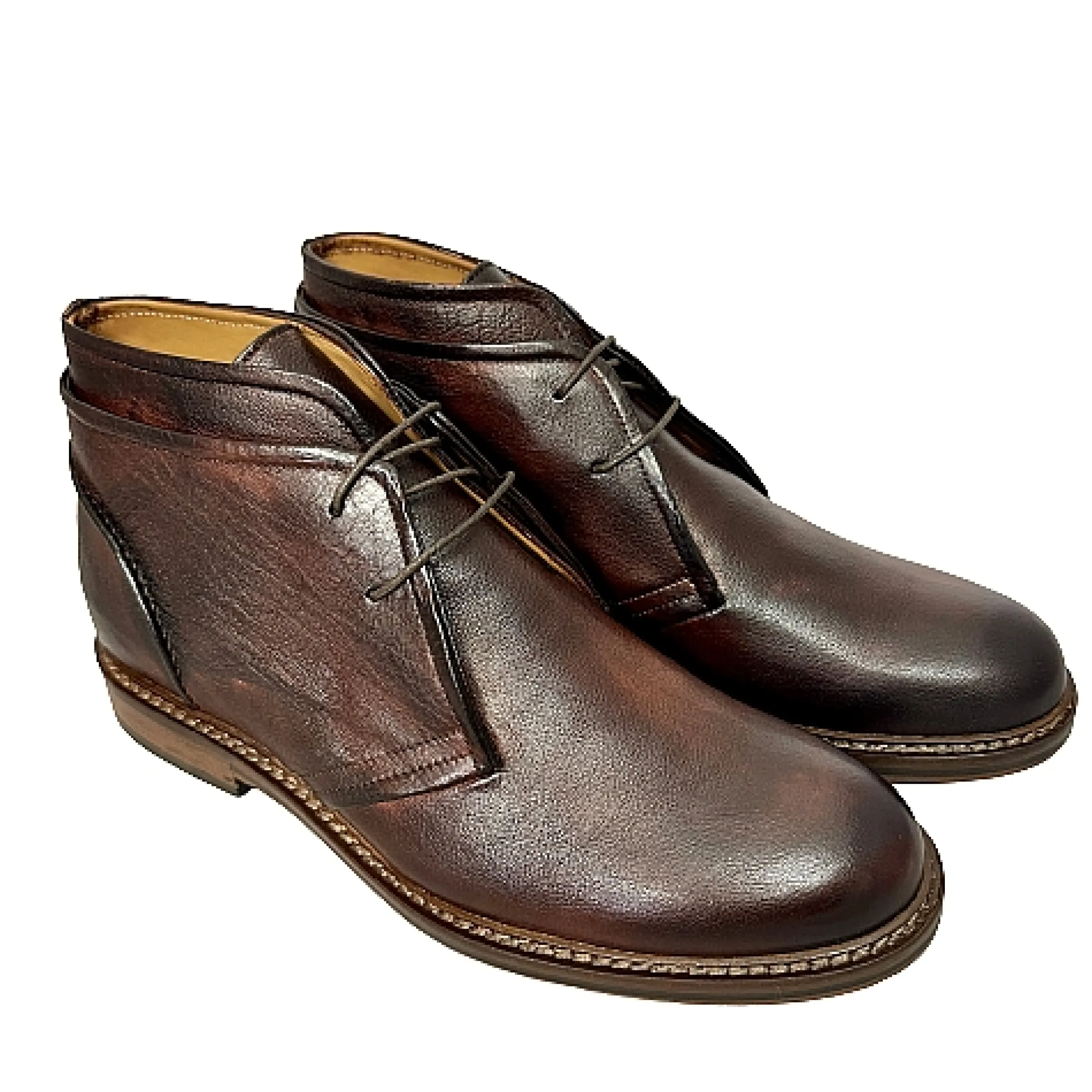 Scarpe di Maremma Polacchino Artigianale In Bufalo Tuffato Testa Di Moro*Uomo Stivaletti