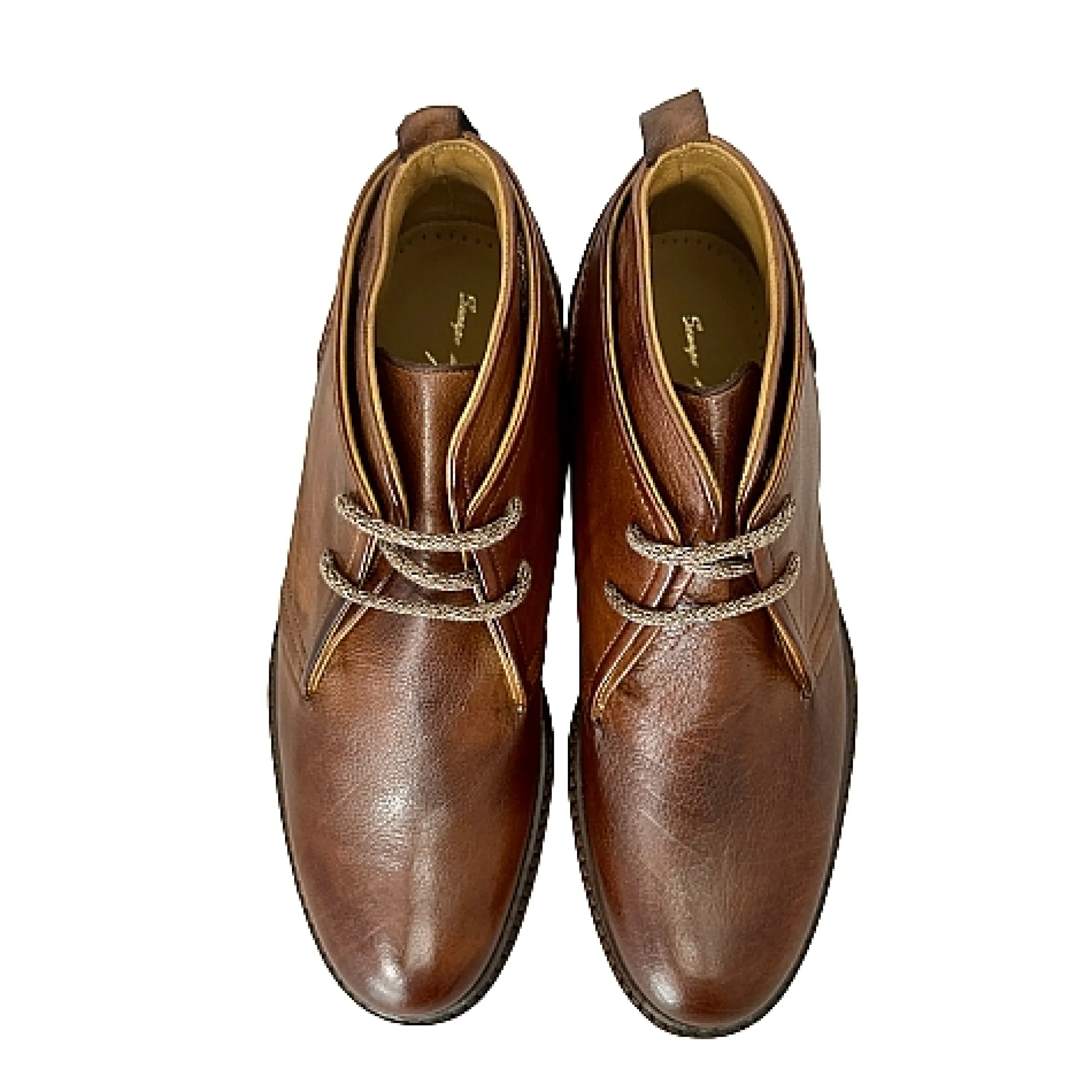 Scarpe di Maremma Polacchino Artigianale In Bufalo Tuffato Cuoio*Uomo Stivaletti