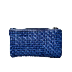 Scarpe di Maremma Portafoglio In Pelle Intrecciato Bluette*Donna Portafogli
