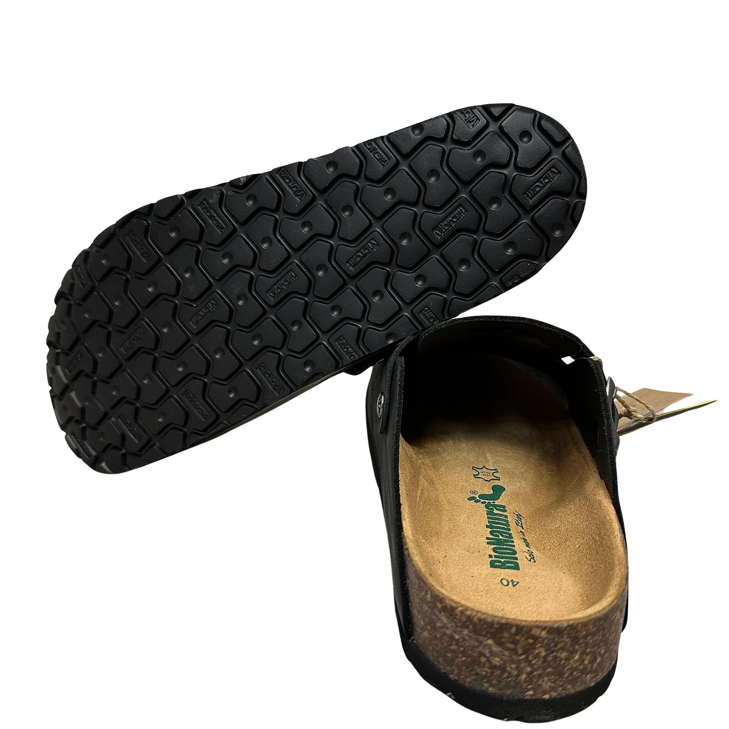 Scarpe di Maremma Sabot In Pelle Oliata Bionatura Nero Vibram*Uomo Sandali & Ciabatte