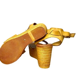 Scarpe di Maremma Sandalo Con Zeppa In Pelle Giallo*Donna Sandali & Ciabatte