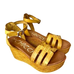Scarpe di Maremma Sandalo Con Zeppa In Pelle Giallo*Donna Sandali & Ciabatte
