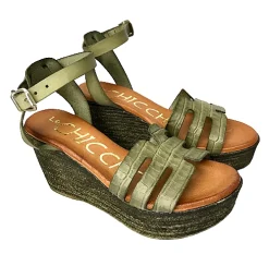 Scarpe di Maremma Sandalo Con Zeppa In Pelle Verde*Donna Sandali & Ciabatte