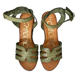Scarpe di Maremma Sandalo Con Zeppa In Pelle Verde*Donna Sandali & Ciabatte
