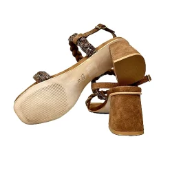 Scarpe di Maremma Sandalo Gioiello In Camoscio Cuoio*Donna Sandali & Ciabatte
