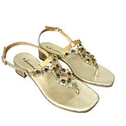 Scarpe di Maremma Sandalo Gioiello Infradito In Pelle Oro Laminata*Donna Sandali & Ciabatte