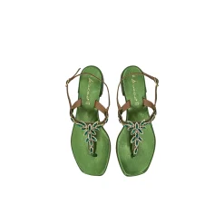 Scarpe di Maremma Sandalo Gioiello Infradito In Pelle Verde Laminata*Donna Sandali & Ciabatte