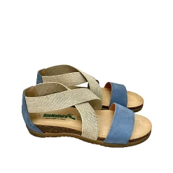 Scarpe di Maremma Sandalo In Pelle Bionatura Con Elastico Celeste*Donna Sandali & Ciabatte