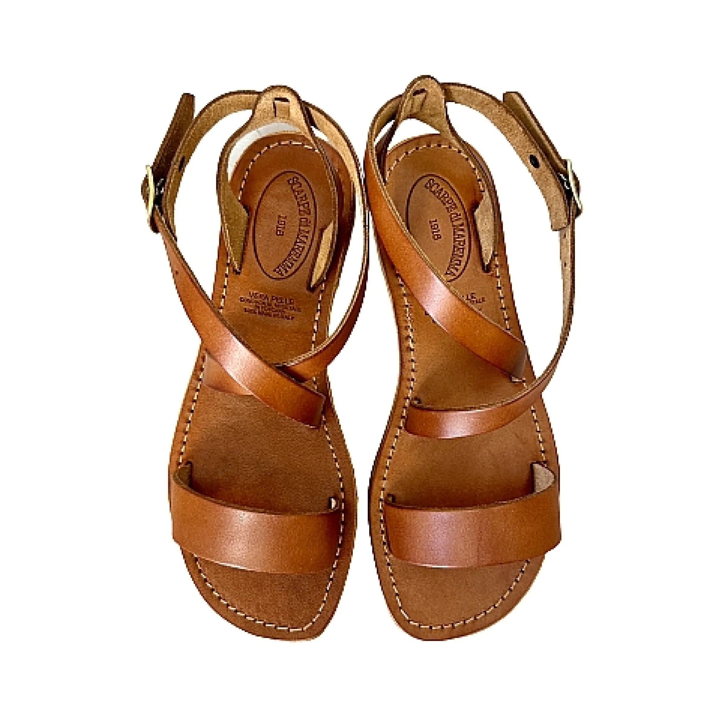 Scarpe di Maremma Sandalo In Pelle Cuoio Bruciato Mod. 6807*Donna Sandali & Ciabatte