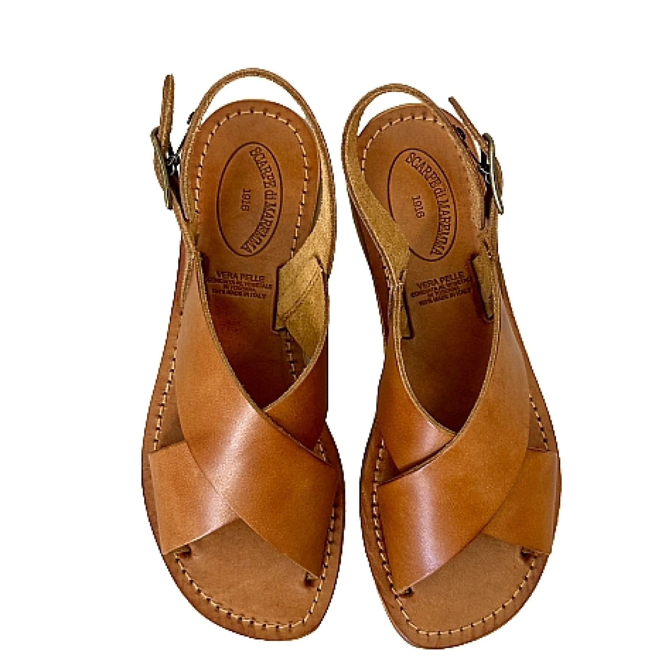 Scarpe di Maremma Sandalo In Pelle Cuoio Bruciato Mod. 9901*Donna Sandali & Ciabatte