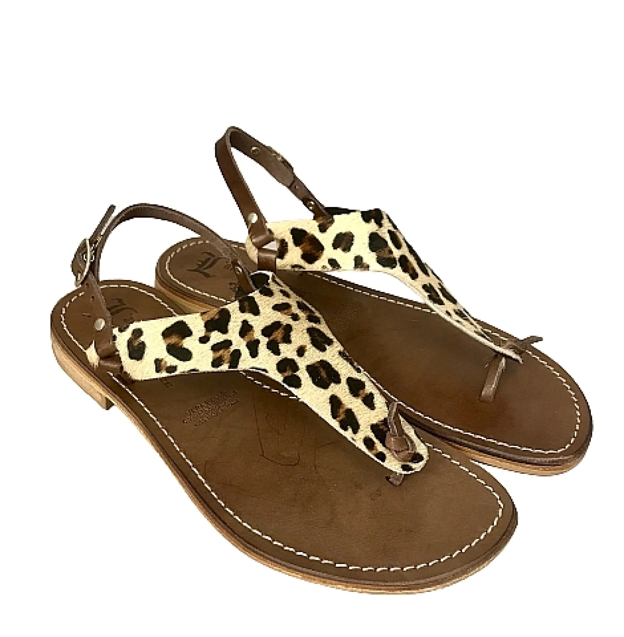 Scarpe di Maremma Sandalo In Pelle E Cavallino Leopardato Mod. Lola*Donna Sandali & Ciabatte