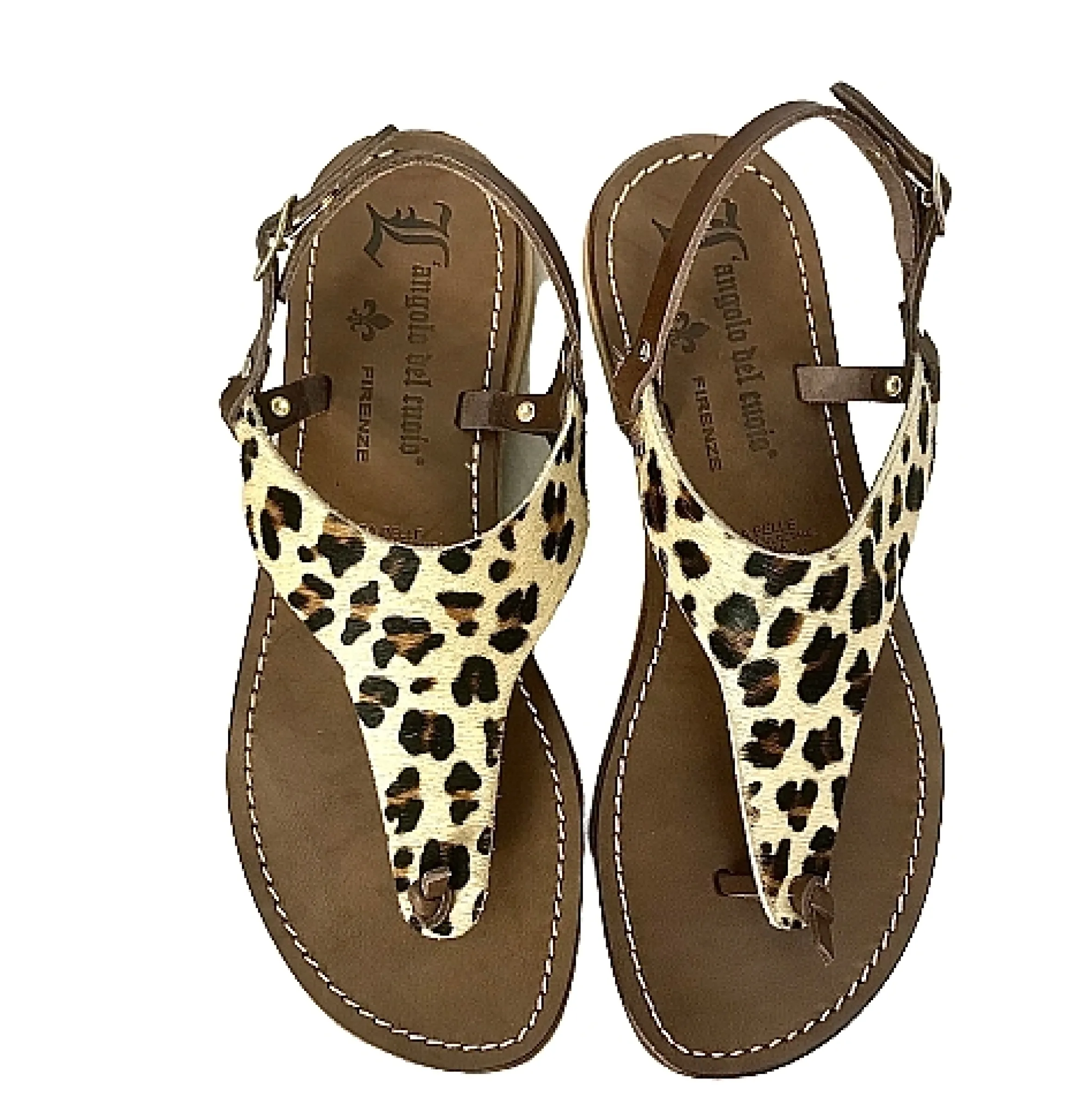 Scarpe di Maremma Sandalo In Pelle E Cavallino Leopardato Mod. Lola*Donna Sandali & Ciabatte
