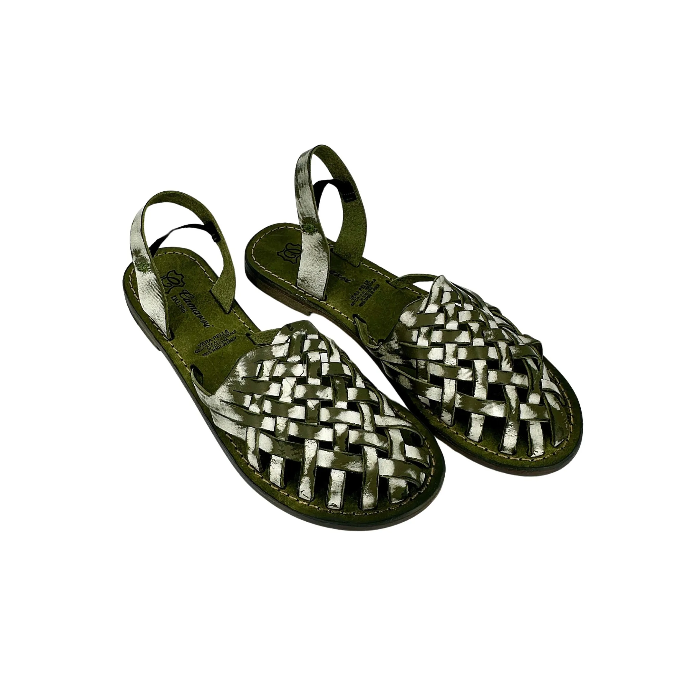 Scarpe di Maremma Sandalo In Pelle Intrecciata Verde Mod. Ibiza*Donna Sandali & Ciabatte