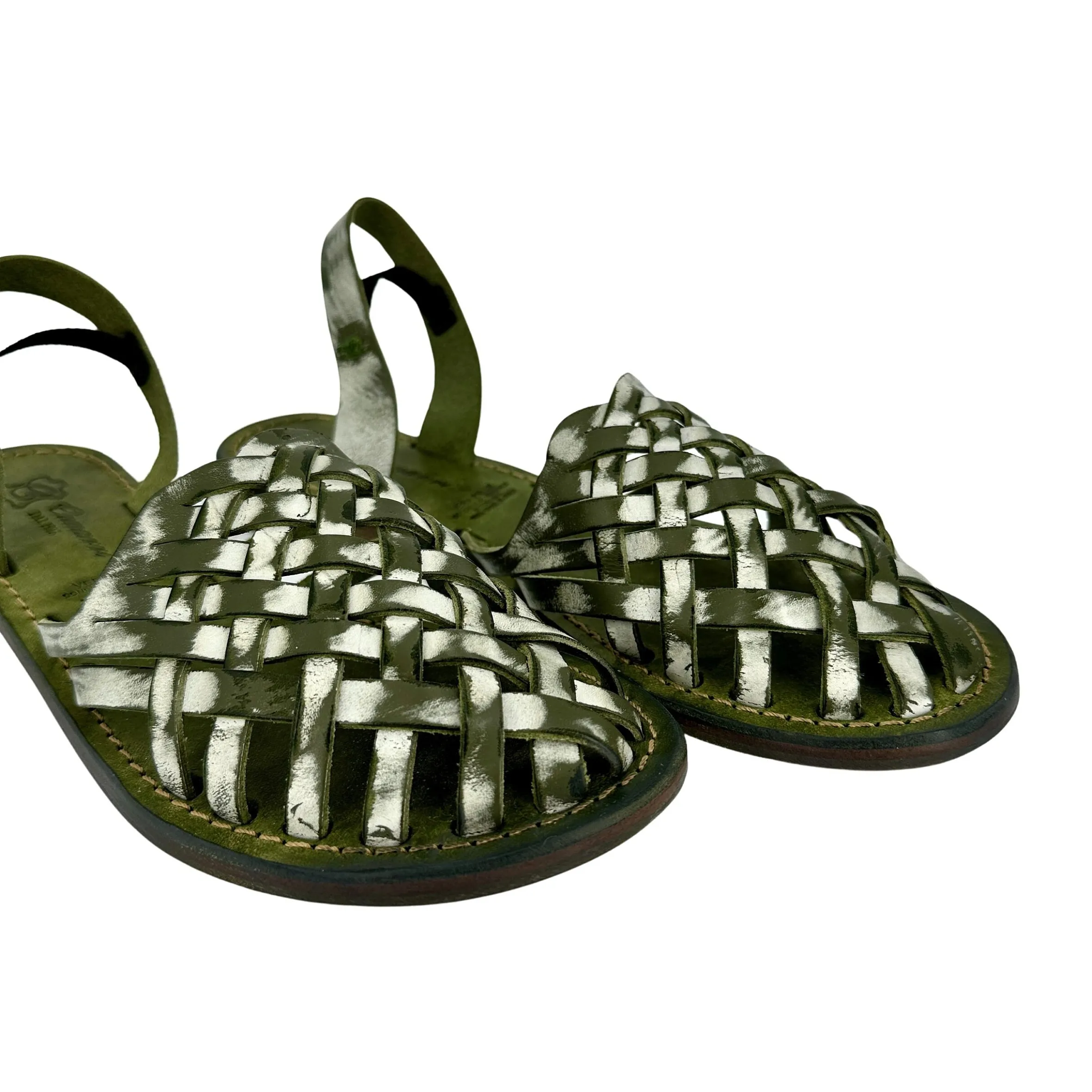 Scarpe di Maremma Sandalo In Pelle Intrecciata Verde Mod. Ibiza*Donna Sandali & Ciabatte