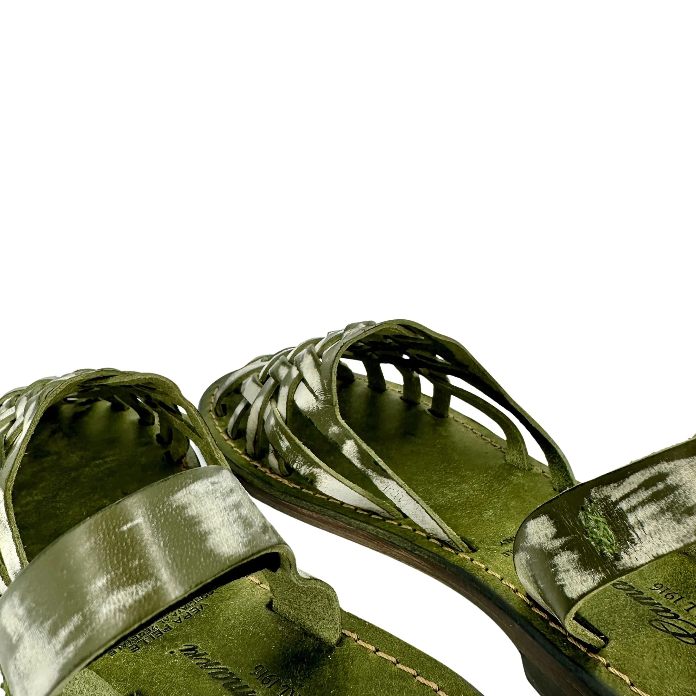 Scarpe di Maremma Sandalo In Pelle Intrecciata Verde Mod. Ibiza*Donna Sandali & Ciabatte