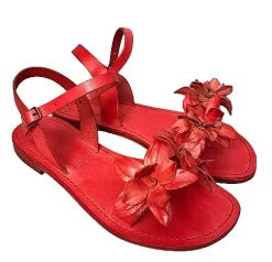 Scarpe di Maremma Sandalo In Pelle Rosso Mod. Fiorenza*Donna Sandali & Ciabatte