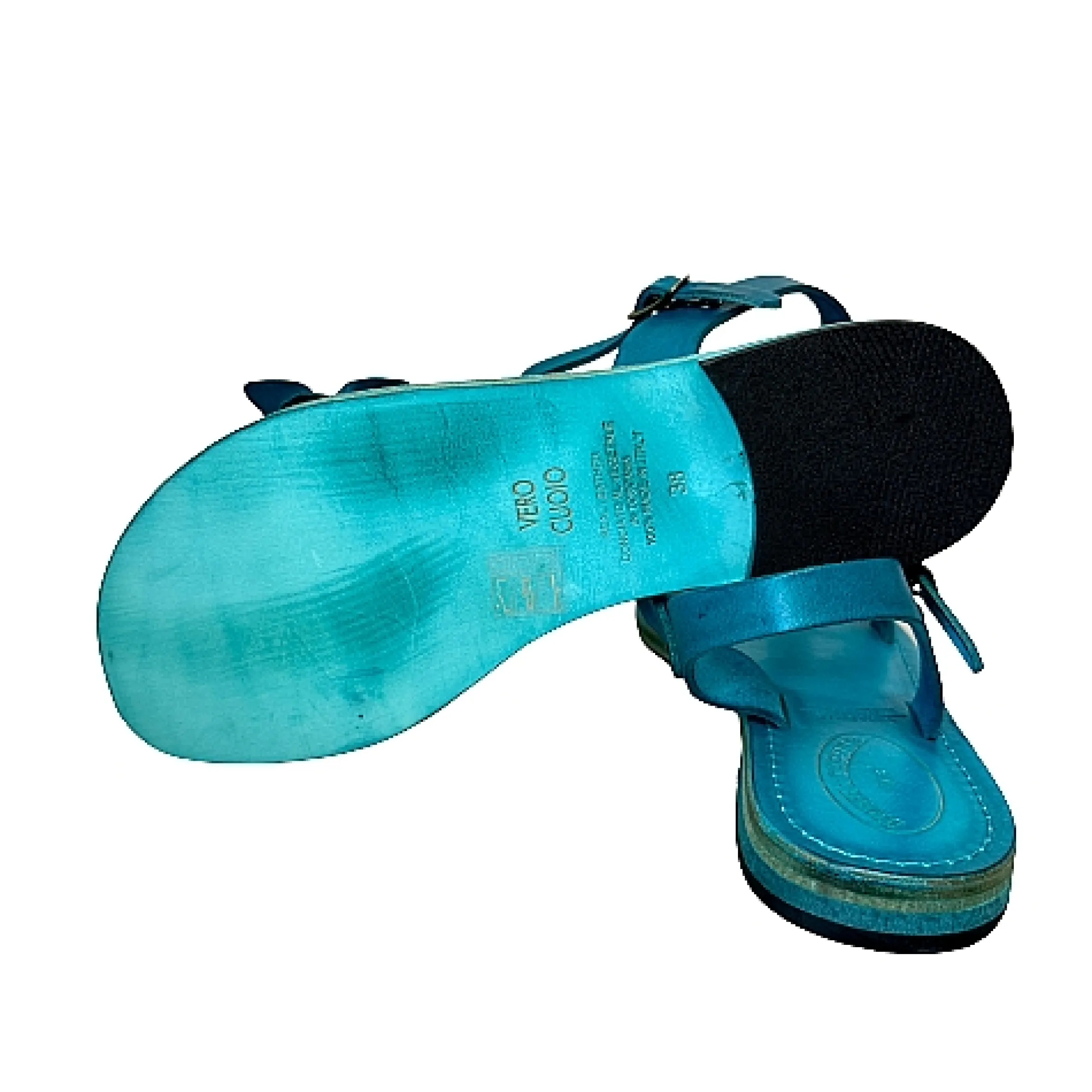 Scarpe di Maremma Sandalo In Pelle Turchese Mod. Fiorenza*Donna Sandali & Ciabatte