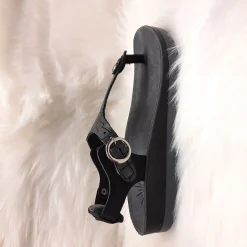 Scarpe di Maremma Sandalo Infradito In Pelle Cocco Nero*Donna Sandali & Ciabatte