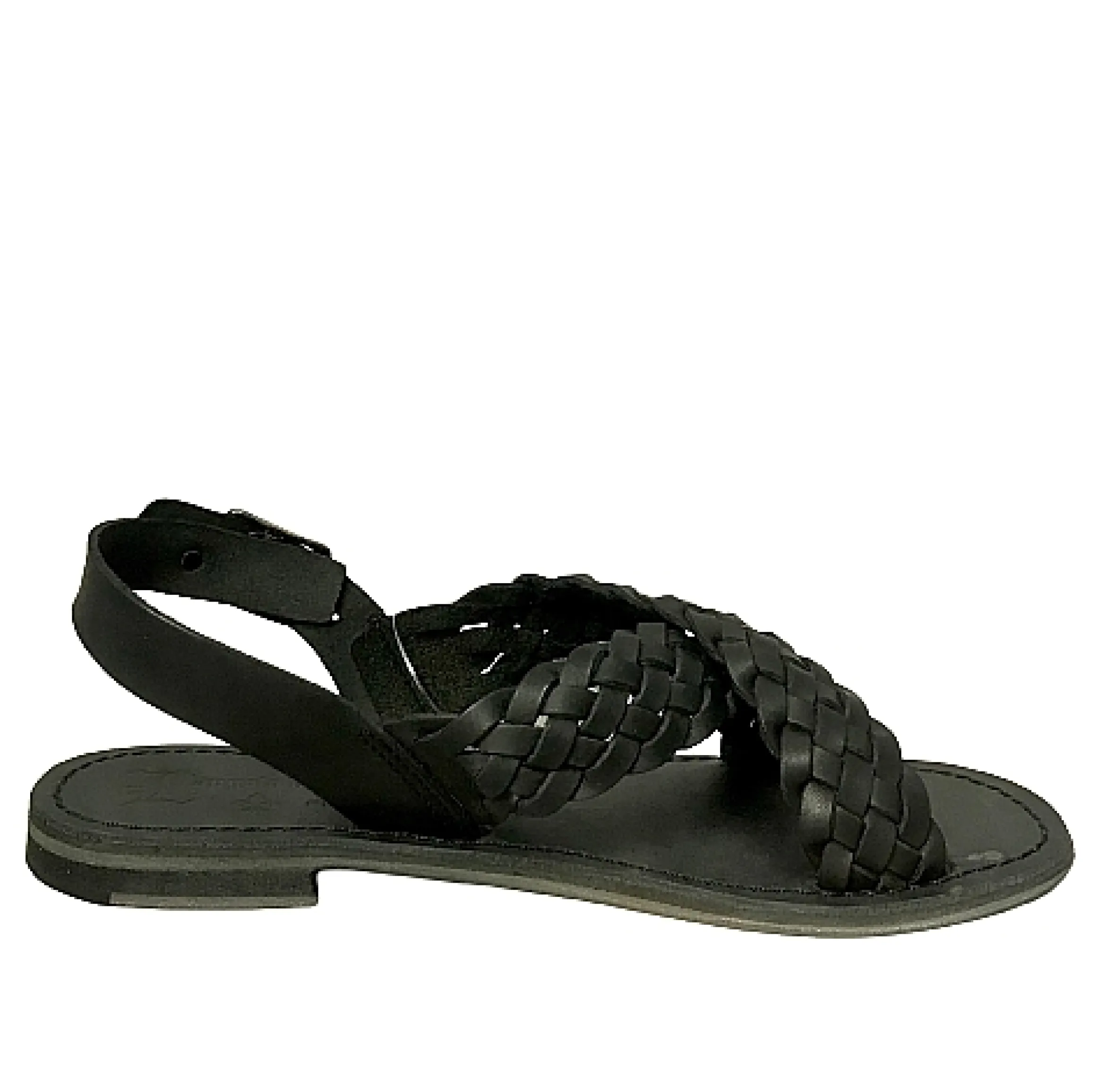 Scarpe di Maremma Sandalo Nero In Pelle Intrecciata A Mano Mod. 9923*Donna Sandali & Ciabatte