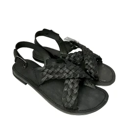 Scarpe di Maremma Sandalo Nero In Pelle Intrecciata A Mano Mod. 9923*Donna Sandali & Ciabatte