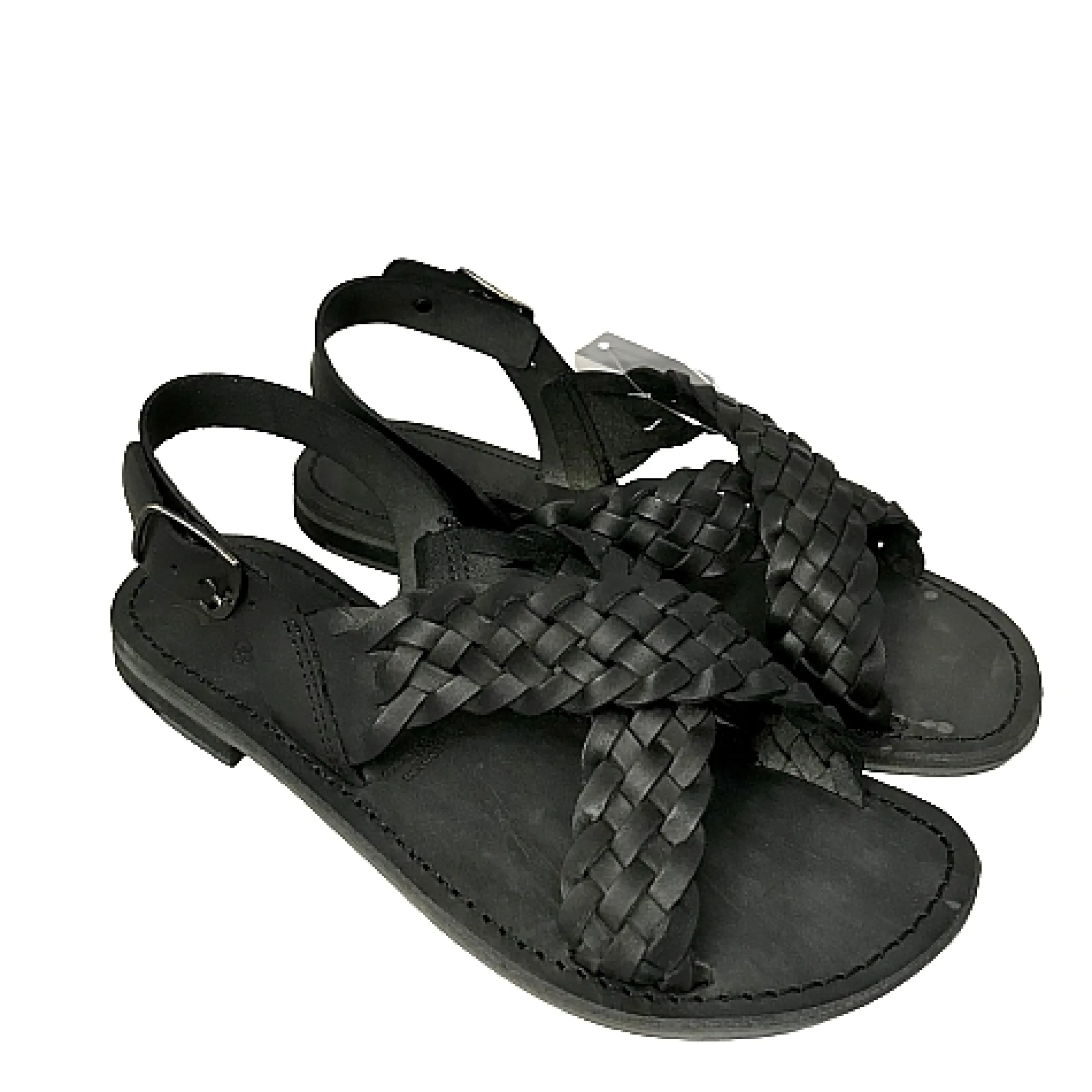 Scarpe di Maremma Sandalo Nero In Pelle Intrecciata A Mano Mod. 9923*Donna Sandali & Ciabatte