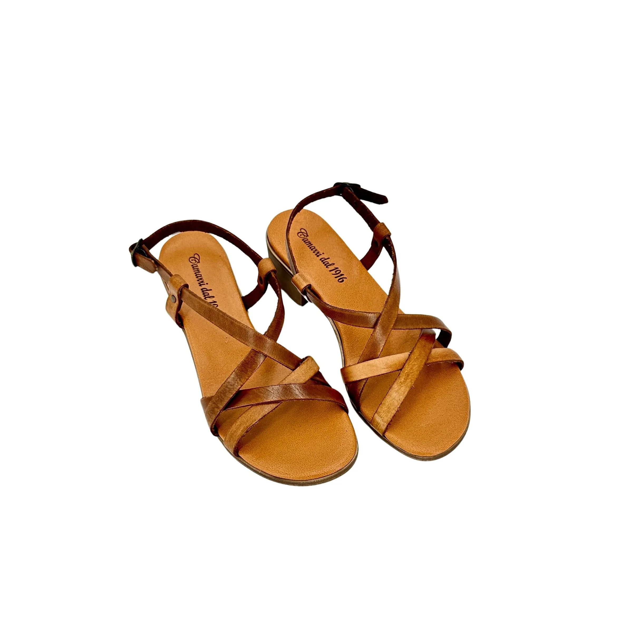 Scarpe di Maremma Sandalo Tacco 50 In Pelle Cuoio*Donna Sandali & Ciabatte