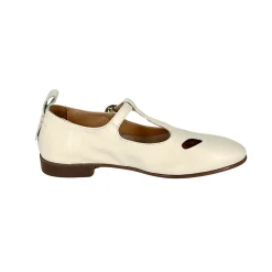 Scarpe di Maremma Scarpa Con Occhietti E Fibbia Artigianale In Pelle Tuffata Bianco Sporco*Donna Scarpe Stringate