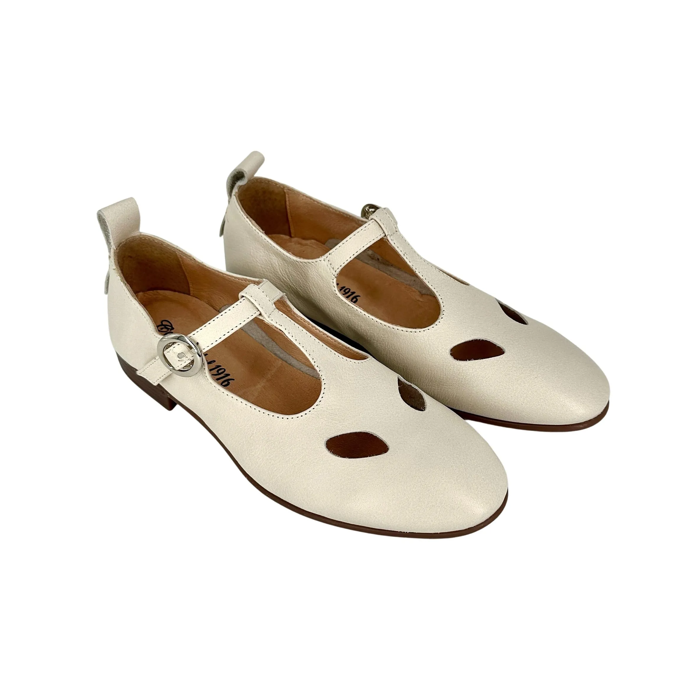 Scarpe di Maremma Scarpa Con Occhietti E Fibbia Artigianale In Pelle Tuffata Bianco Sporco*Donna Scarpe Stringate