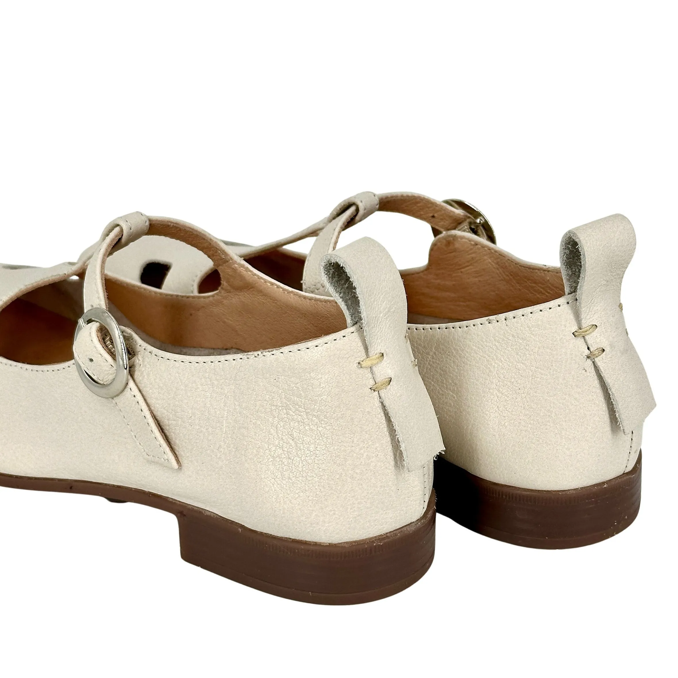 Scarpe di Maremma Scarpa Con Occhietti E Fibbia Artigianale In Pelle Tuffata Bianco Sporco*Donna Scarpe Stringate