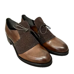 Scarpe di Maremma Scarpa Marrone In Pelle E Camoscio Con Strass Pfv*Donna Scarpe Stringate