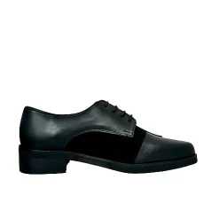 Scarpe di Maremma Scarpa Nera In Pelle, Camoscio E Vernice Pfv*Donna Scarpe Stringate