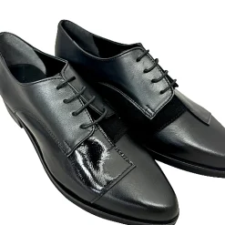 Scarpe di Maremma Scarpa Nera In Pelle, Camoscio E Vernice Pfv*Donna Scarpe Stringate