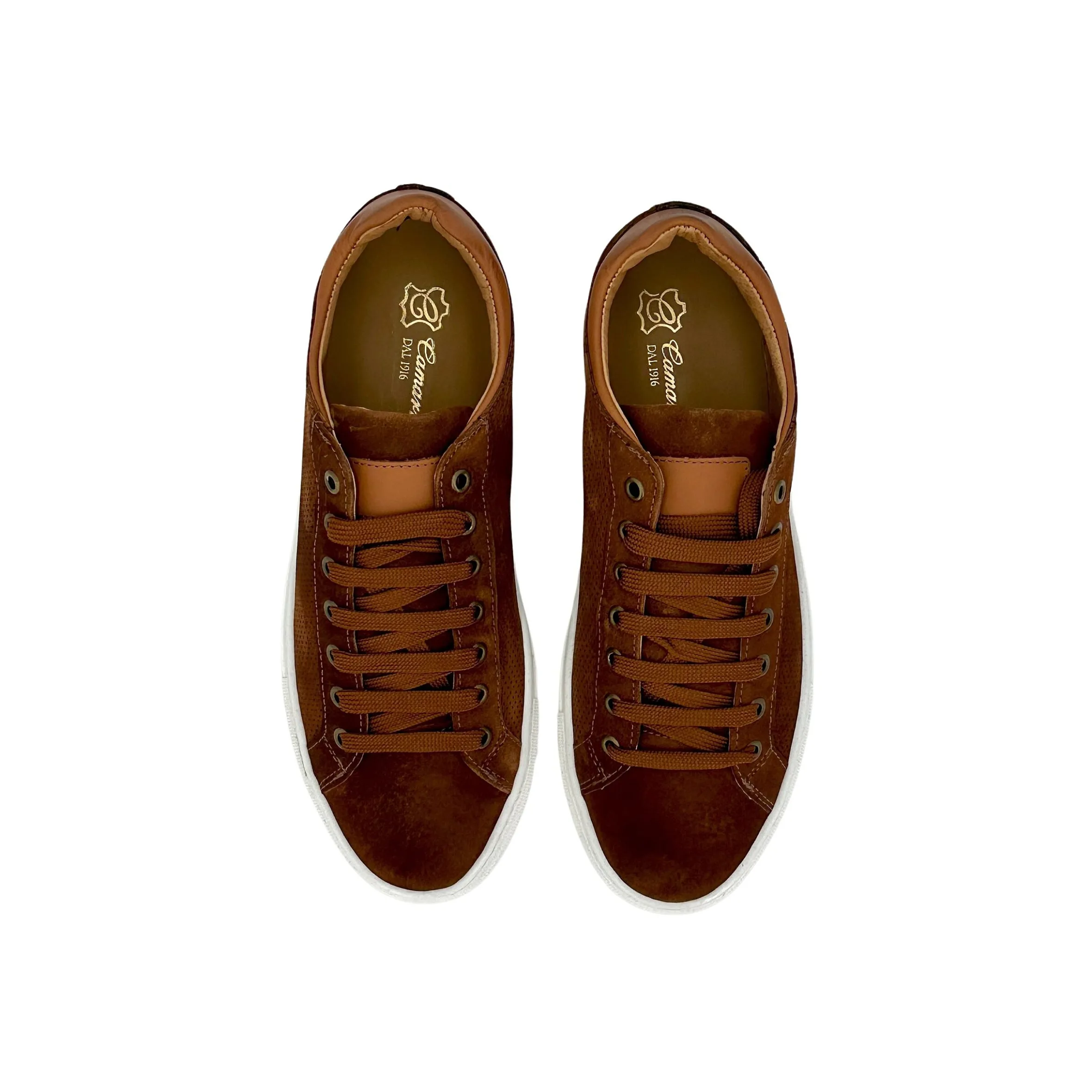 Scarpe di Maremma Sneakers Artigianale In Camoscio Cuoio Forato*Uomo Sneakers
