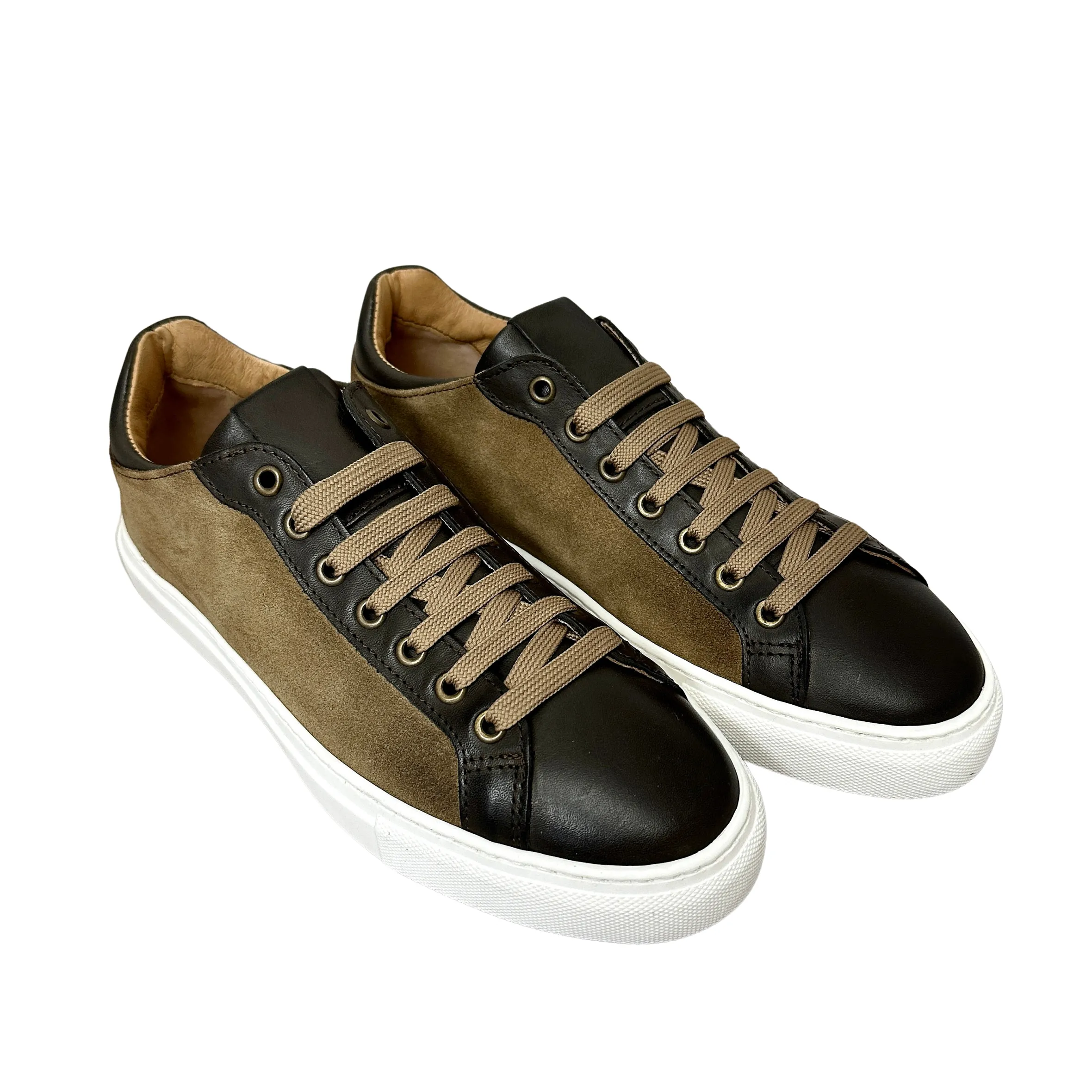 Scarpe di Maremma Sneakers Artigianale In Nabuk Taupe E Pelle Testa Di Moro*Uomo Sneakers