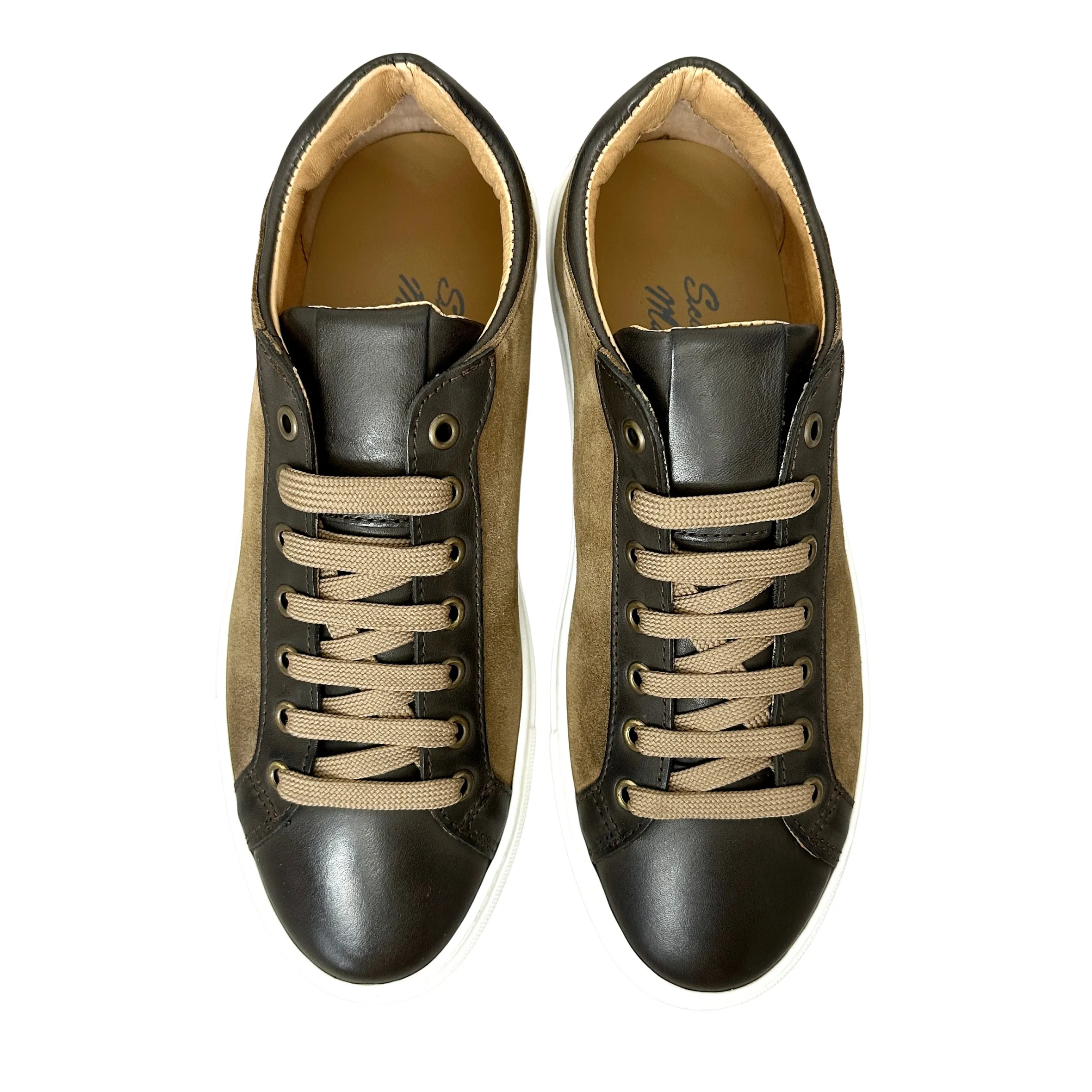 Scarpe di Maremma Sneakers Artigianale In Nabuk Taupe E Pelle Testa Di Moro*Uomo Sneakers