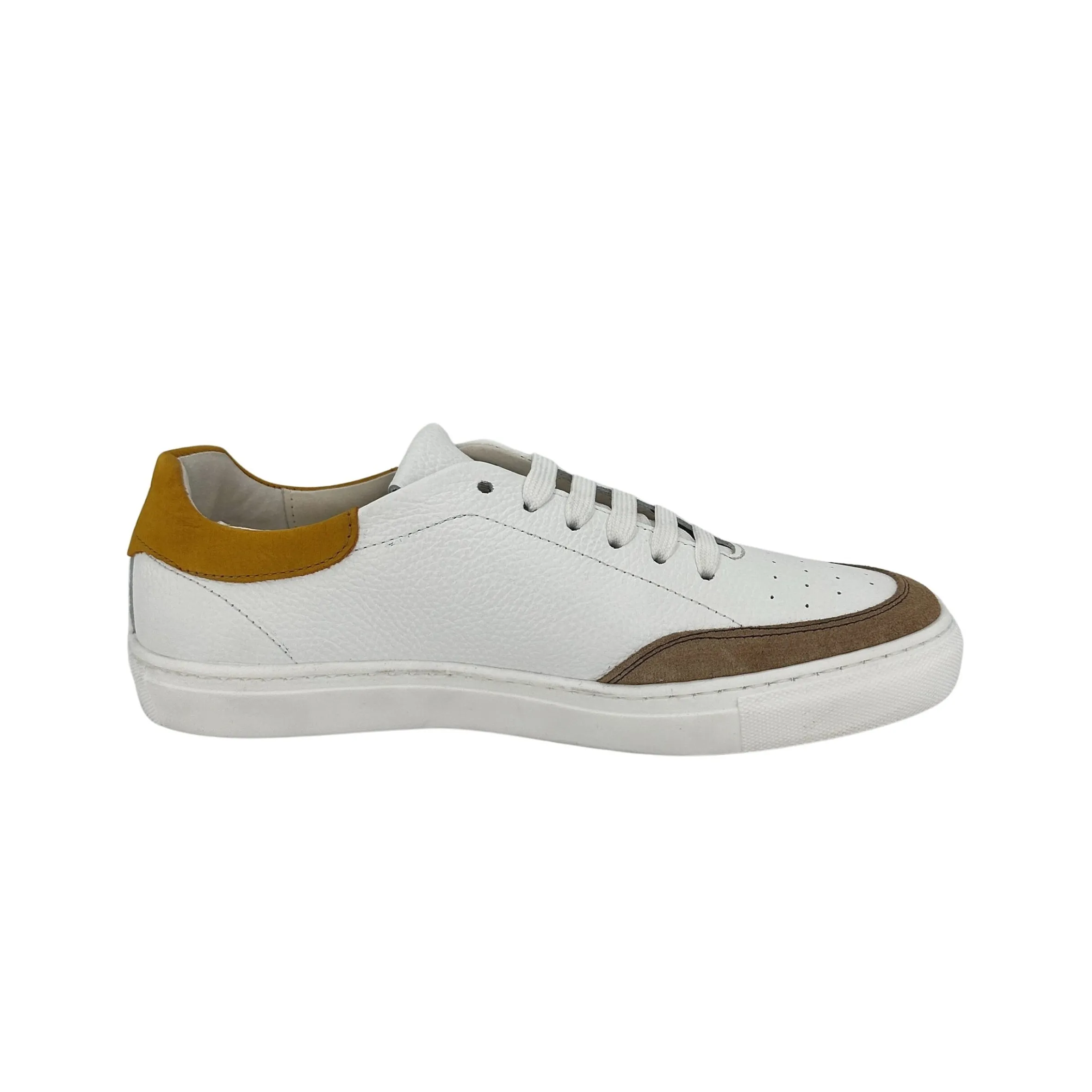 Scarpe di Maremma Sneakers Artigianale In Pelle Bianca E Nabuk*Uomo Sneakers
