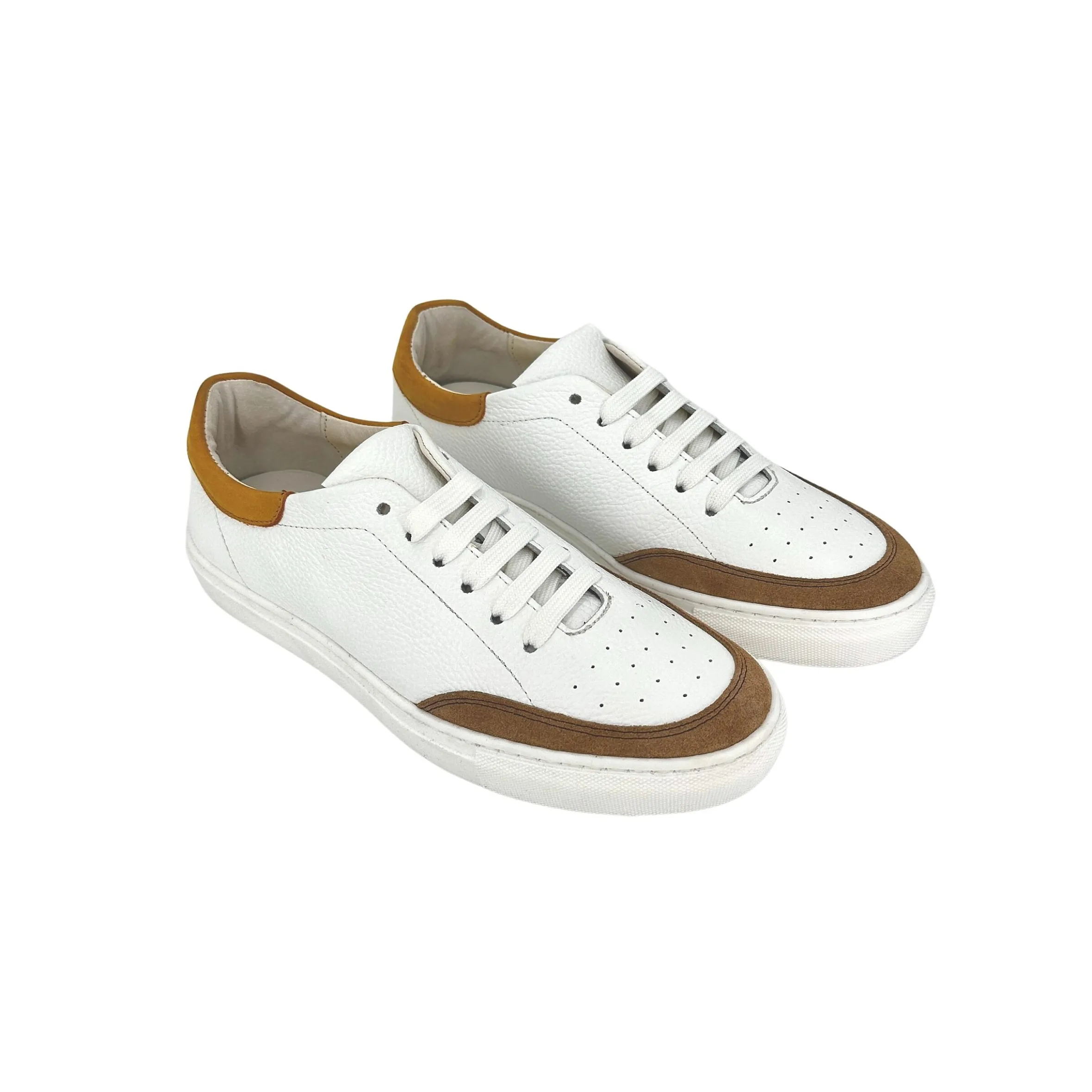 Scarpe di Maremma Sneakers Artigianale In Pelle Bianca E Nabuk*Uomo Sneakers