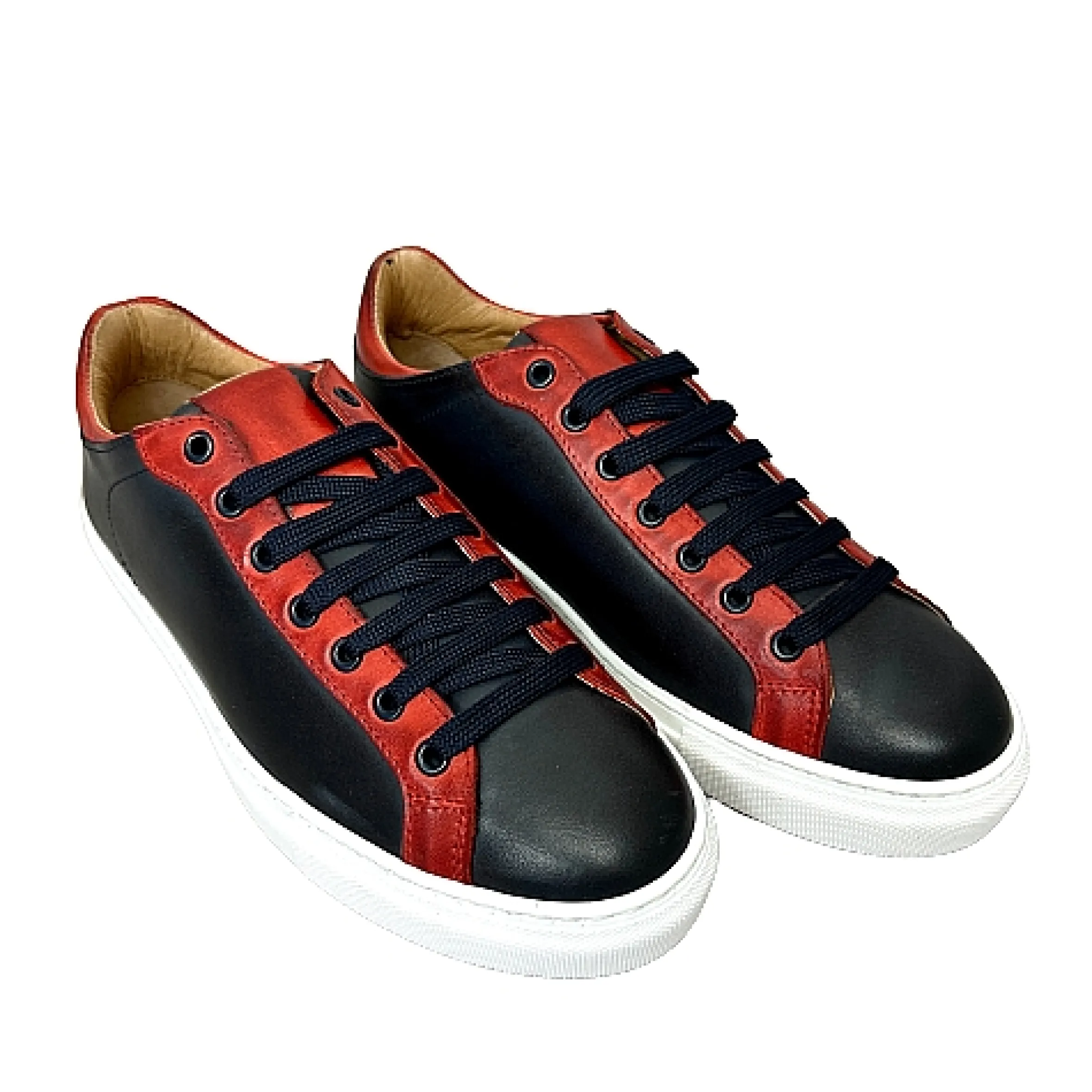 Scarpe di Maremma Sneakers Artigianale In Pelle Blu E Rossa*Uomo Sneakers