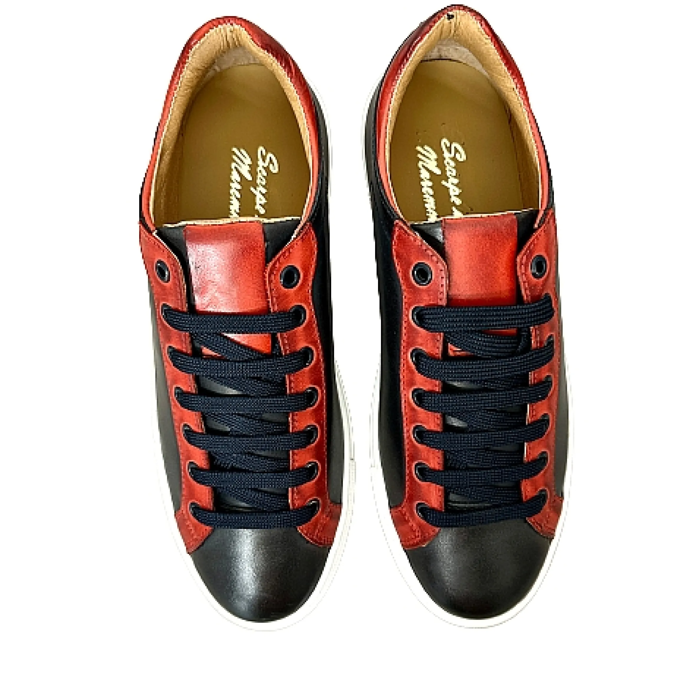Scarpe di Maremma Sneakers Artigianale In Pelle Blu E Rossa*Uomo Sneakers