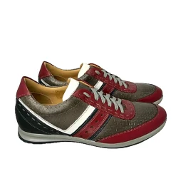 Scarpe di Maremma Sneakers Bassa In Pelle Grigia E Rossa*Uomo Sneakers