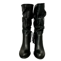 Scarpe di Maremma Stivale Alto Artigianale Arricciato Nero*Donna Stivali