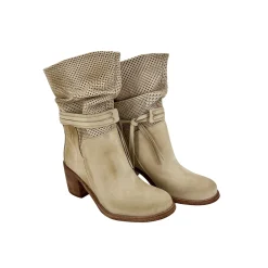 Scarpe di Maremma Stivale Artigianale In Pelle Nabuk Beige*Donna Stivali