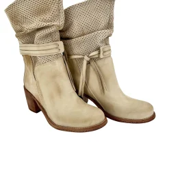 Scarpe di Maremma Stivale Artigianale In Pelle Nabuk Beige*Donna Stivali